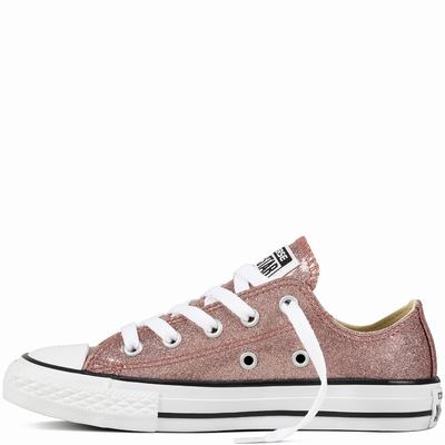 Converse Chuck Taylor All Star Glitter Low Tops Kids - Rose Gold/Beige/White Shoes (920ROZGB)